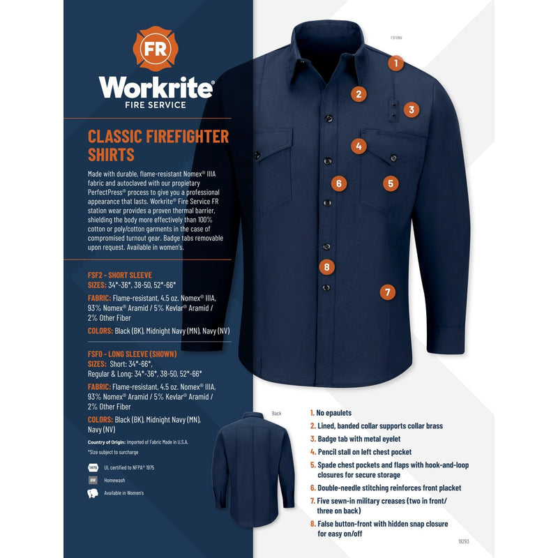 Load image into Gallery viewer, Workrite Classic Long Sleeve Firefighter Shirt
