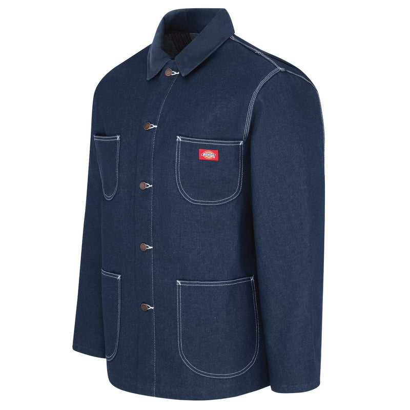 Cargue la imagen en el visor de la galería, Dickies Men&#39;s Denim Blanket Lined Chore Coat Blue - Fearless Outfitters
