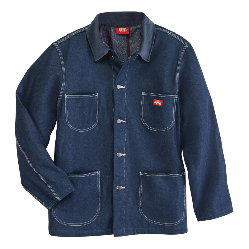 Cargue la imagen en el visor de la galería, Dickies Men&#39;s Denim Blanket Lined Chore Coat Blue - Fearless Outfitters
