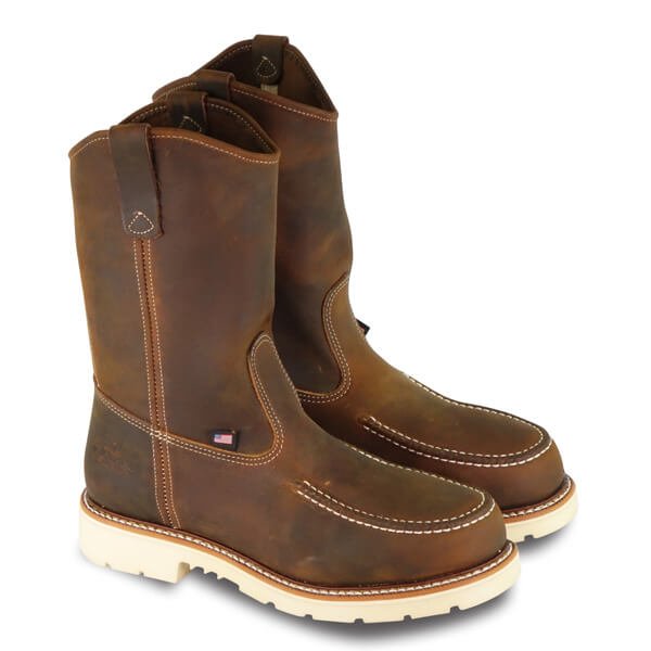 Cargue la imagen en el visor de la galería, Thorogood American Heritage 11″ Trail Crazy Horse Safety Toe Moc Toe Pull-On Wellington - Fearless Outfitters
