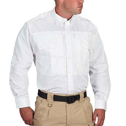 Men's Long Sleeve Tactical Shirt - Poplin White