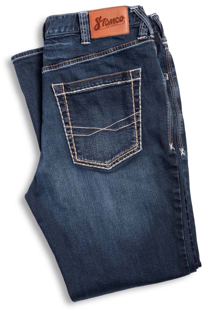 Load image into Gallery viewer, Stone Washed Memory Stretch Denim FR Jeans
